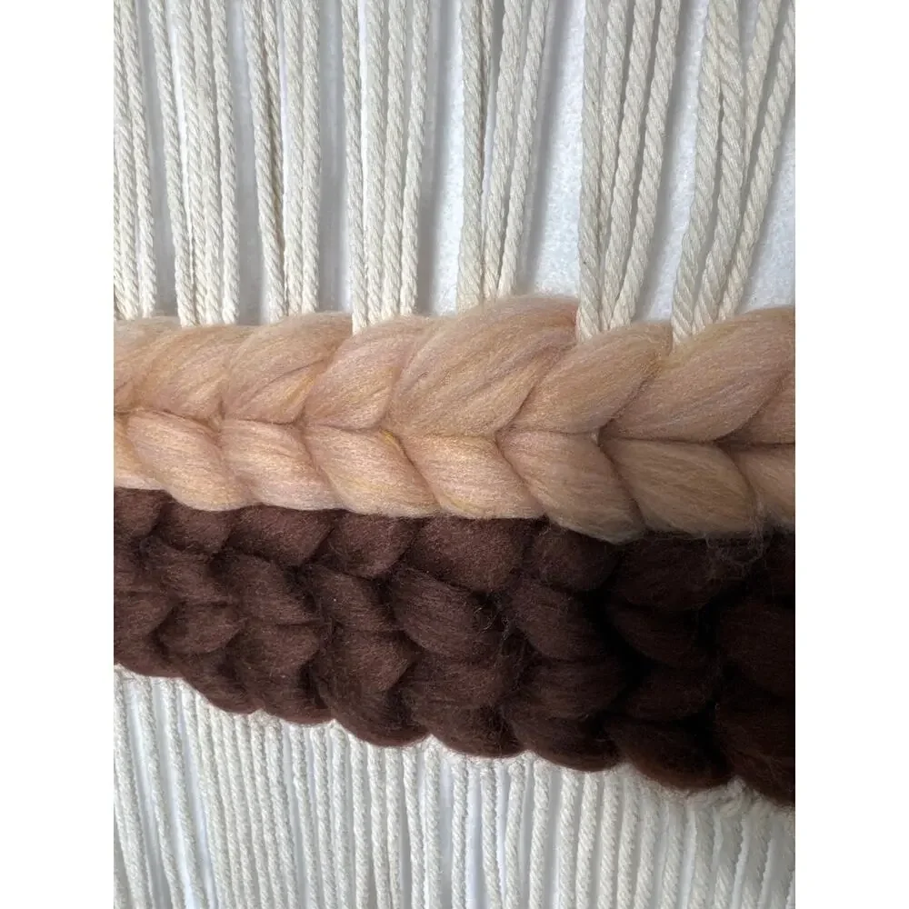 Large 39x34 Boho Macrame Wall Hanging Fringe Neutral Decor